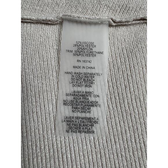 Sioni Milano Beige Long Sleeve Women's Knit Sweater Size M Quarter Zip Pullover - Picture 5 of 7